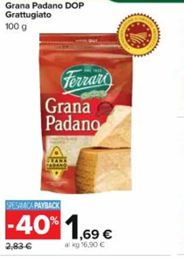 Carrefour Market Grana Padano DOP Grattugiato 100g offerta