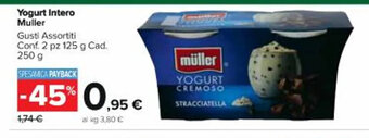 Carrefour Market Yogurt Intero Muller Gusti Assortiti Conf. 2 pz 125 g Cad. 250 g offerta
