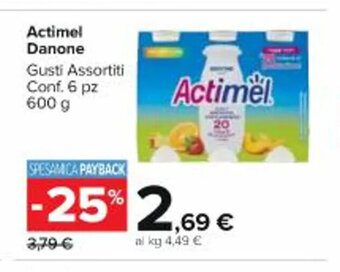 Carrefour Market Actimel Danone Gusti Assortiti Conf. 6 pz 600 g offerta