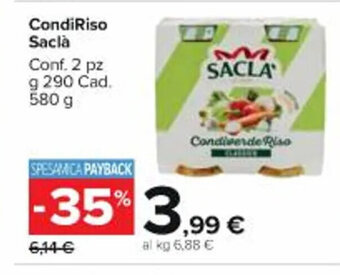 Carrefour Market CondiRiso Saclà Conf. 2 pz g 290 Cad. 580 g offerta