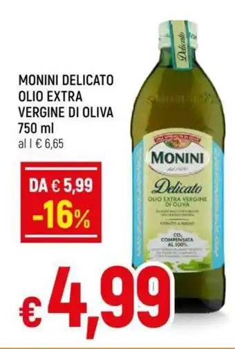 Galassia MONINI DELICATO OLIO EXTRA VERGINE DI OLIVA 750 ml offerta