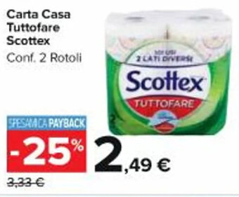Carrefour Market Carta Casa Tuttofare Scottex Conf. 2 Rotoli offerta