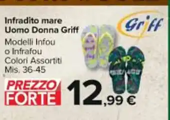 Carrefour Market Infradito mare Uomo Donna Griff Modelli Infou o Infrafou Colori Assortiti Mis. 36-45 offerta