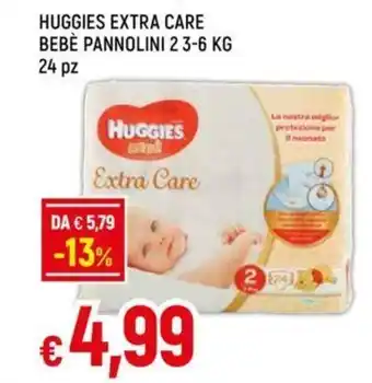 Galassia HUGGIES EXTRA CARE BEBÈ PANNOLINI 2 3-6 KG 24 pz offerta