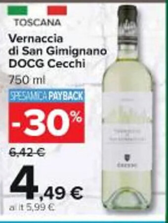 Carrefour Market Vernaccia di San Gimignano DOCG Cecchi 750 ml offerta