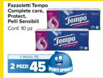 Carrefour Market Fazzoletti Tempo Complete care, Protect, Pelli Sensibili Conf. 10 pz offerta
