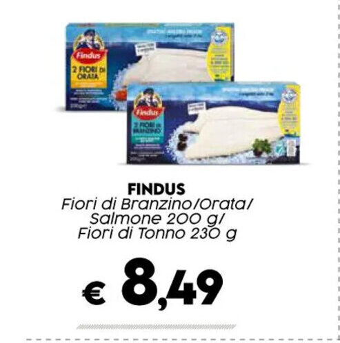 Crai FINDUS Fiori di Branzino/Orata/ Salmone 200 g/ Fiori di Tonno 230 g offerta