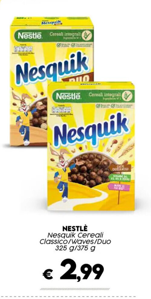 Crai NESTLÈ Nesquik Cereali Classico/Waves/Duo 325 g/375 g offerta