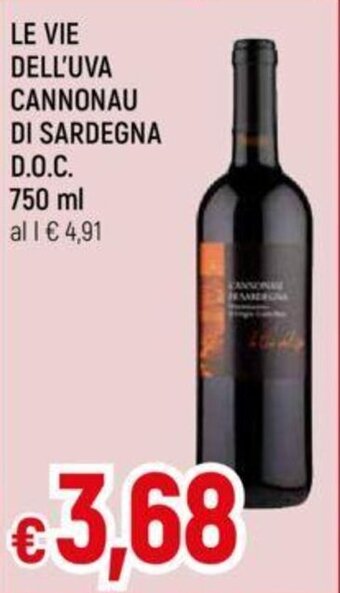 Galassia LE VIE DELL'UVA CANNONAU DI SARDEGNA D.O.C. 750 ml offerta