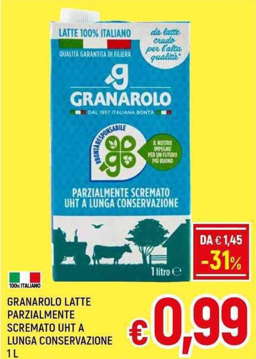 A&O GRANAROLO LATTE PARZIALMENTE SCREMATO UHT A LUNGA CONSERVAZIONE 1 L offerta