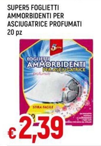 Galassia SUPER5 FOGLIETTI AMMORBIDENTI PER ASCIUGATRICE PROFUMATI 20 pz offerta