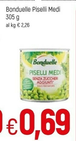 Famila Bonduelle Bonduelle - Piselli Medi Cuore di Raccolto Cotti al Vapore 305 g(ml) offerta