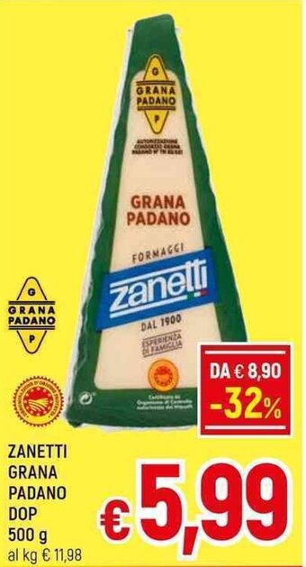 A&O ZANETTI GRANA PADANO DOP 500 g offerta