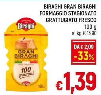 A&O BIRAGHI GRAN BIRAGHI FORMAGGIO STAGIONATO GRATTUGIATO FRESCO 100 g offerta