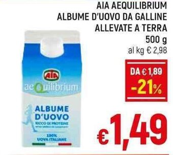 A&O AIA AEQUILIBRIUM ALBUME D'UOVO DA GALLINE ALLEVATE A TERRA 500 g offerta
