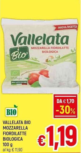 A&O VALLELATA BIO MOZZARELLA FIORDILATTE BIOLOGICA 100 g offerta