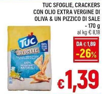 A&O TUC SFOGLIE, CRACKERS CON OLIO EXTRA VERGINE DI OLIVA & UN PIZZICO DI SALE 170 g offerta