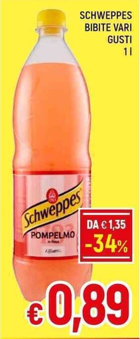 A&O SCHWEPPES BIBITE VARI GUSTI 1 l offerta