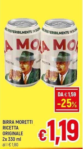 A&O BIRRA MORETTI RICETTA ORIGINALE 2x 330 ml offerta