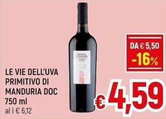 LE VIE DELL'UVA PRIMITIVO DI MANDURIA DOC 750 ml