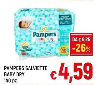 A&O PAMPERS SALVIETTE BABY DRY 140 pz offerta