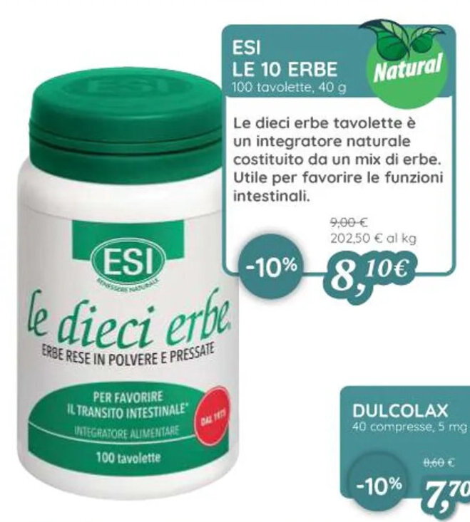Coop ESI LE 10 ERBE 100 tavolette 40 g offerta