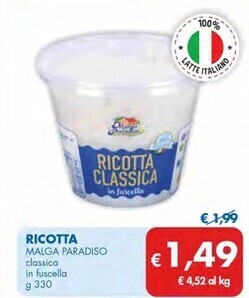 MD Discount Malga paradiso ricotta offerta