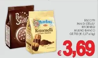 PrestoFresco Mulino bianco biscotti pan di stelle / ritornelli gr 700 offerta
