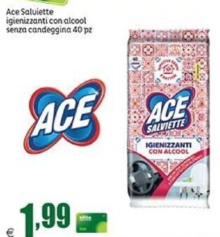 Elite Ace salviette igienizzanti con alcool senza candeggina offerta