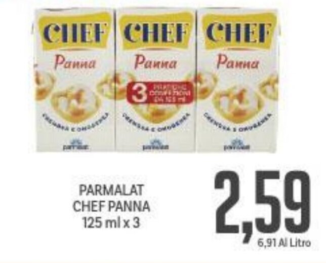 Supermercati Piccolo PARMALAT CHEF PANNA 125 ml x 3 offerta
