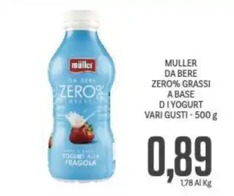 Supermercati Piccolo MULLER DA BERE ZERO% GRASSI A BASE DI YOGURT VARI GUSTI - 500 g offerta
