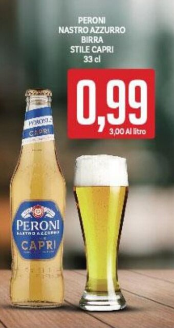 Supermercati Piccolo PERONI NASTRO AZZURRO BIRRA STILE CAPRI 33 cl offerta