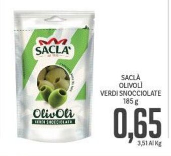 Supermercati Piccolo SACLÀ OLIVOLÌ VERDI SNOCCIOLATE 185 g offerta