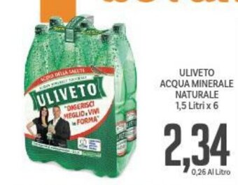 Supermercati Piccolo ULIVETO ACQUA MINERALE NATURALE 1,5 Litri x 6 offerta