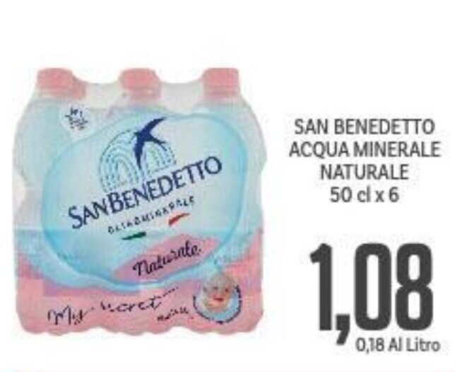 Supermercati Piccolo SAN BENEDETTO ACQUA MINERALE NATURALE 50 cl x 6 offerta