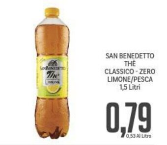 Supermercati Piccolo SAN BENEDETTO THÈ CLASSICO ZERO LIMONE/PESCA 1,5 Litri offerta