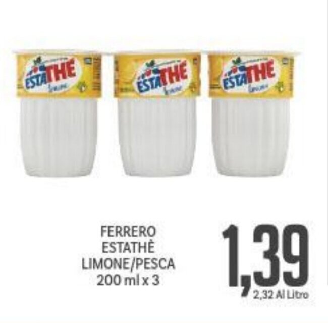 Supermercati Piccolo FERRERO ESTATHÈ LIMONE/PESCA 200 ml x 3 offerta