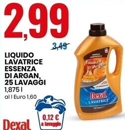 Eurospin Dexal liquido lavatrice essenza di argan, 25 lavaggi offerta