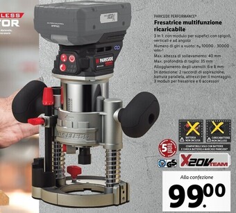 Lidl Parkside performance fresatrice multifunzione ricaricabile offerta