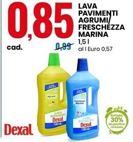 Eurospin Dexal lava pavimenti agrumi/freschezza marina offerta