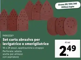 Lidl Parkside set carta abrasiva per levigatrice o smerigliatrice offerta