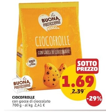 PENNY CIOCOFROLLE con gocce di cioccolato 700 g offerta