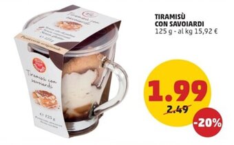 PENNY TIRAMISÙ CON SAVOIARDI 125 g offerta