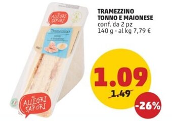 PENNY TRAMEZZINO TONNO E MAIONESE conf. da 2 pz 140 g offerta