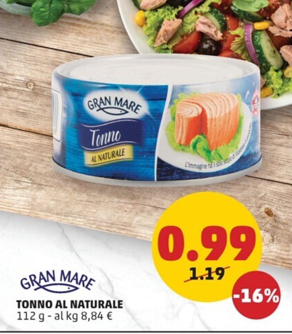 PENNY GRAN MARE TONNO AL NATURALE 112 g offerta