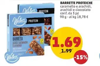 PENNY Welless BARRETTE PROTEICHE 90 g offerta