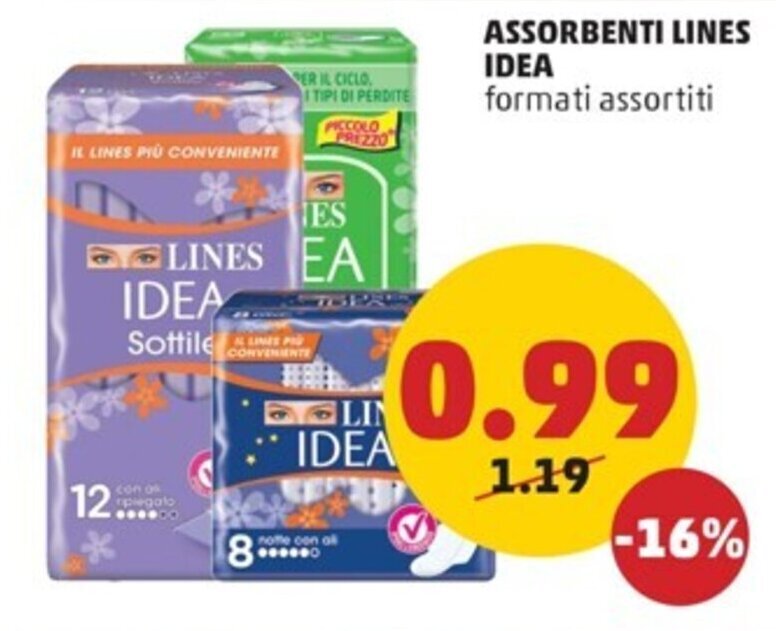 PENNY ASSORBENTI LINES IDEA formati assortiti offerta