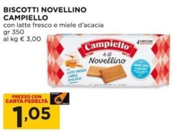 Alì Supermercati BISCOTTI NOVELLINO CAMPIELLO con latte fresco e miele d'acacia gr 350 offerta