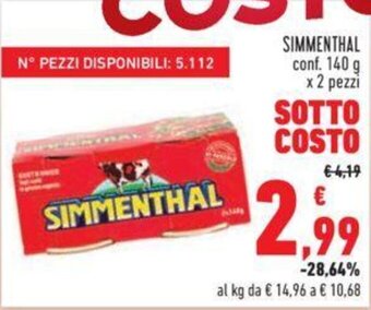 Conad SIMMENTHAL conf. 140 g x 2 pezzi offerta
