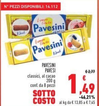 Conad PAVESINI PAVESI classici, al cacao 200 g conf. da 8 pezzi offerta